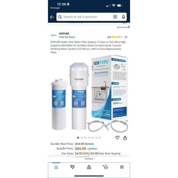 ICEPURE Under Sink Drinking Water Filter System 22K Ultrahigh capacity Removes 9 - Picture 8 of 9